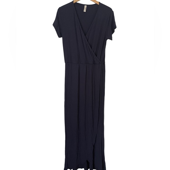 Loveappella Dresses & Skirts - Loveapella Maxi Dress Knit Tulip Hem Navy Blue Boho XL